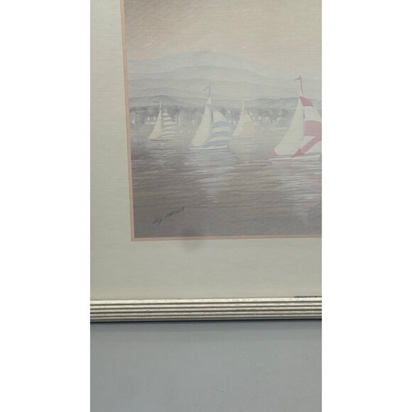 Signed Sailboat Artwork By Nigel Hemming In White Wood Frame glass water READ - Picture 8 of 12